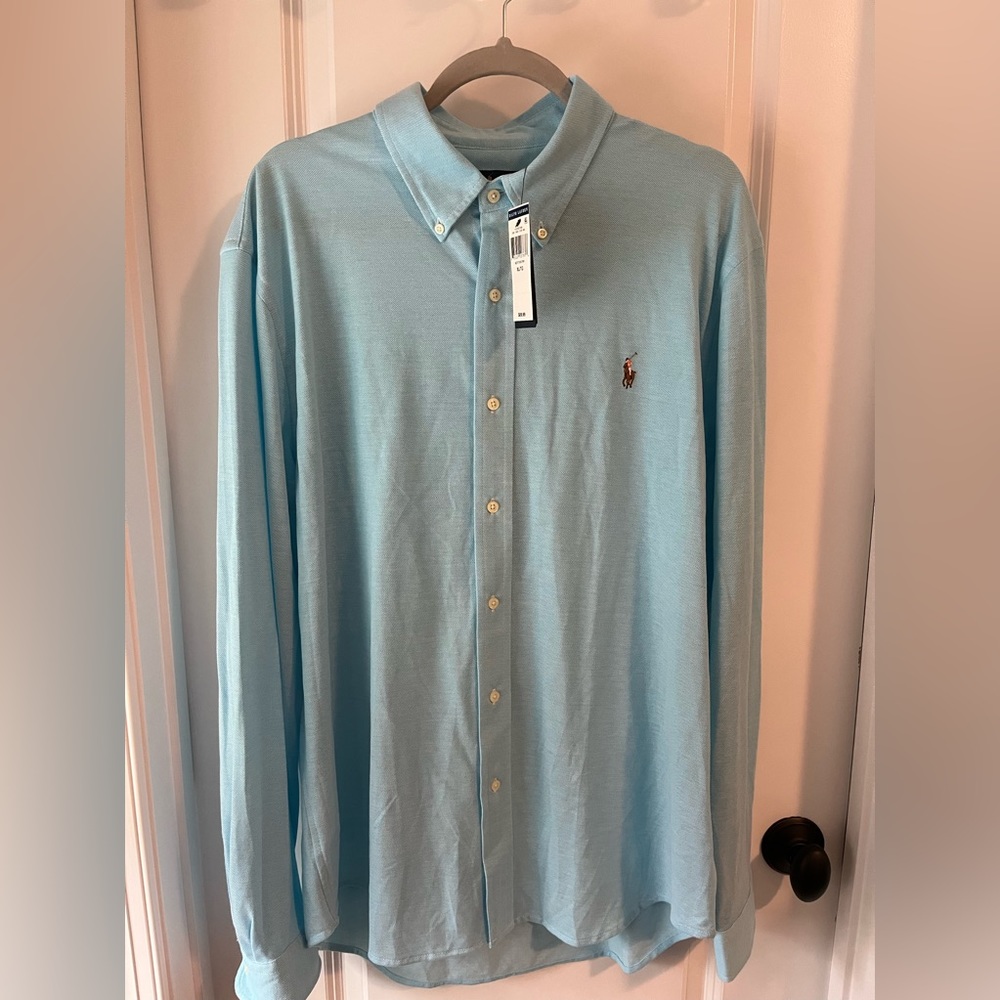 RALPH LAUREN KNIT OXFORD BUTTON UP